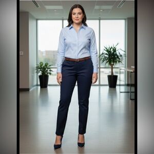 Jones New York Signature Grace Ankle Pants Women’s Navy Tapered Straight Leg 10